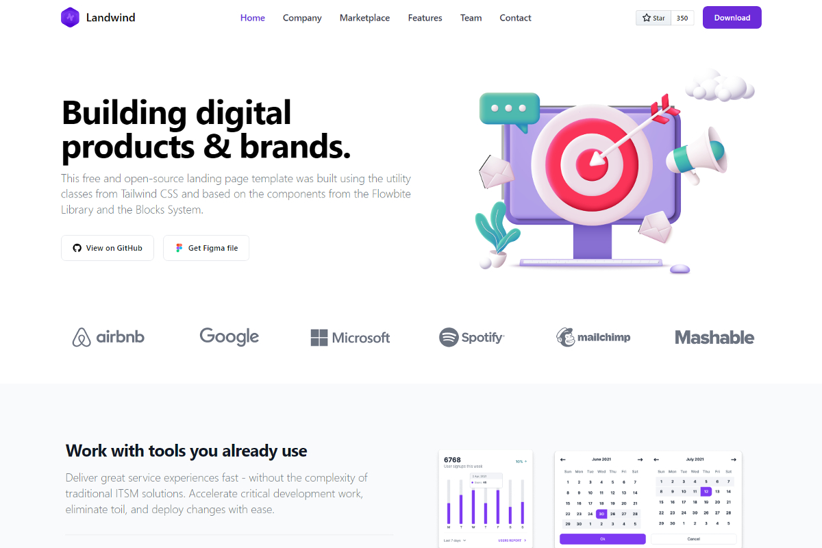 Landwind Free Tailwind Responsive Landing Page Template Overhive
