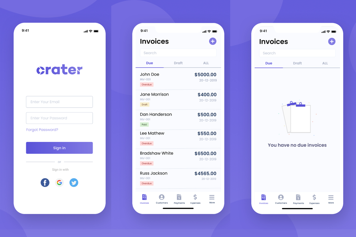 Crater Mobile - Free React Native Invoice App