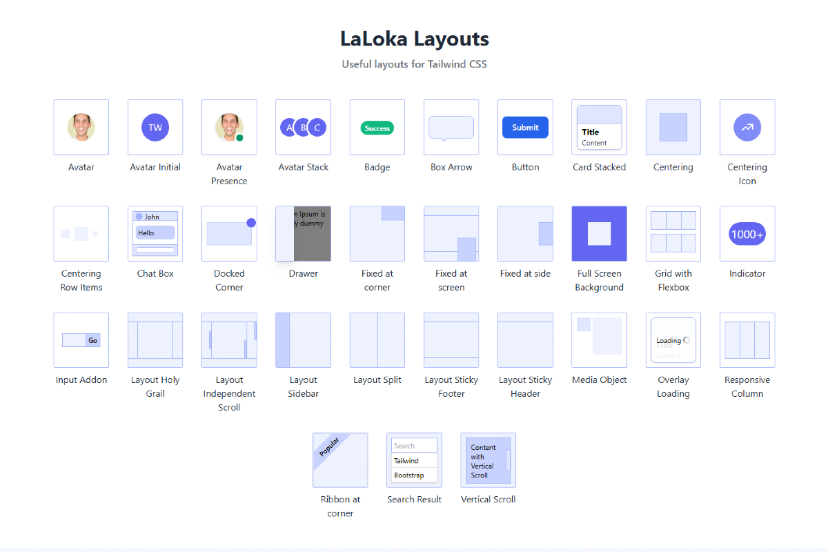 LaLoka Layouts - Free Tailwind Component Library