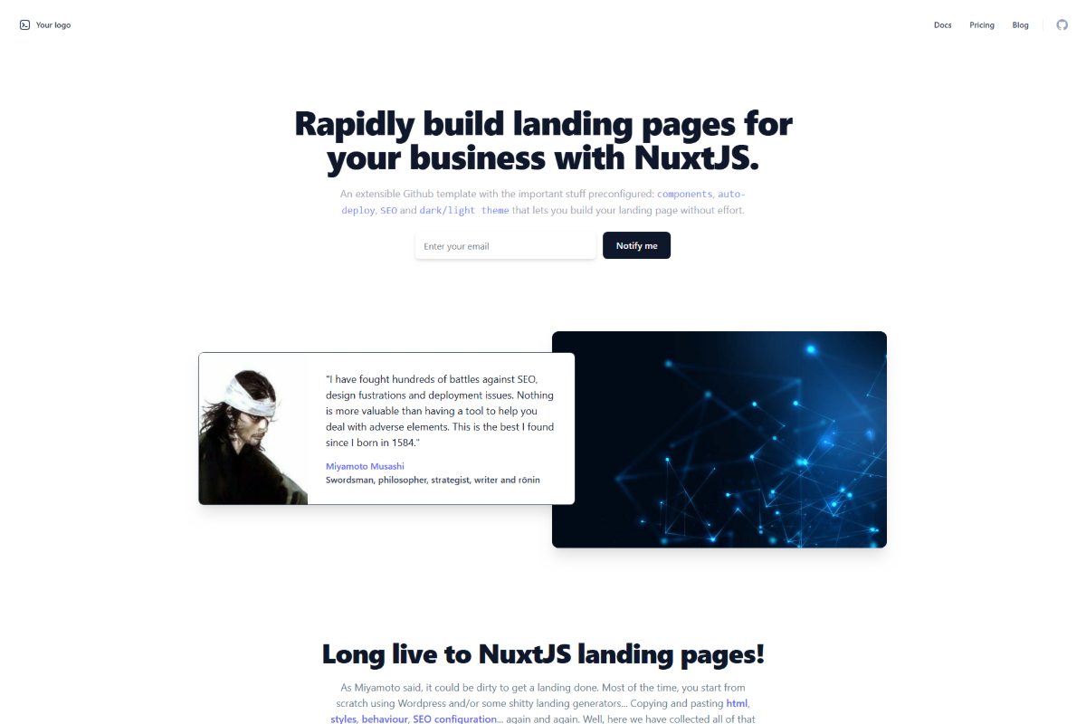 Landing Nuxt - Free Tailwind Nuxt Landing Page Template